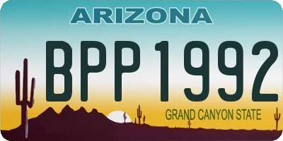 AZ license plate BPP1992