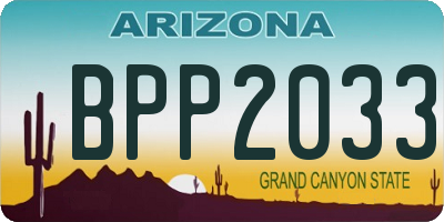 AZ license plate BPP2033