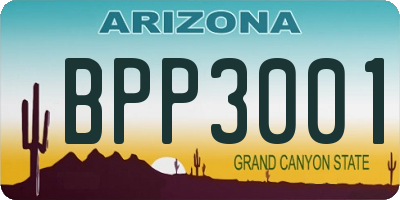 AZ license plate BPP3001