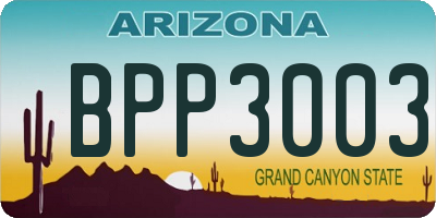 AZ license plate BPP3003
