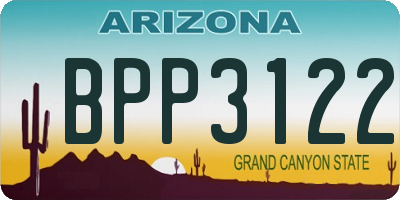 AZ license plate BPP3122