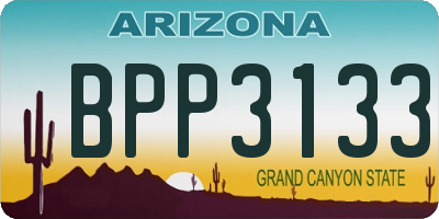 AZ license plate BPP3133
