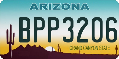 AZ license plate BPP3206