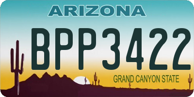 AZ license plate BPP3422