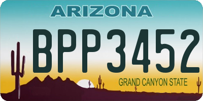 AZ license plate BPP3452