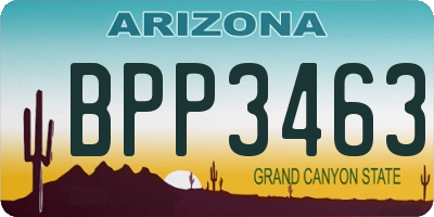AZ license plate BPP3463