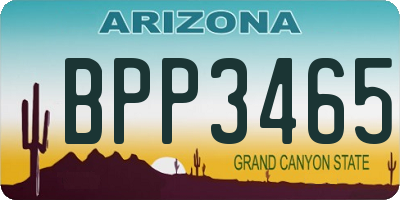 AZ license plate BPP3465
