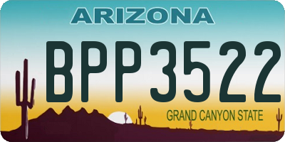 AZ license plate BPP3522