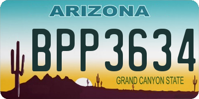 AZ license plate BPP3634