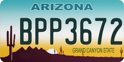 AZ license plate BPP3672
