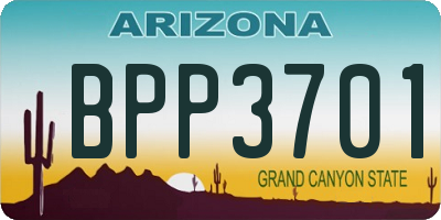 AZ license plate BPP3701