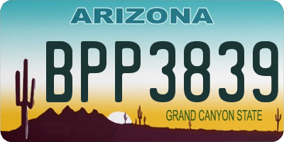 AZ license plate BPP3839