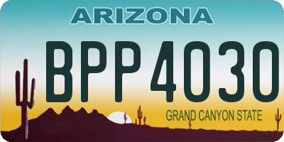 AZ license plate BPP4030