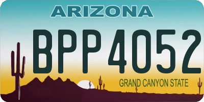 AZ license plate BPP4052