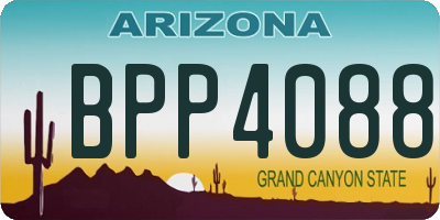 AZ license plate BPP4088