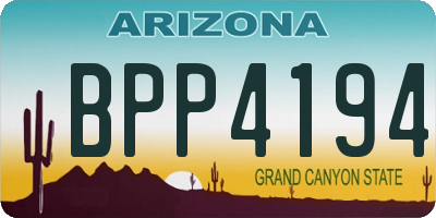 AZ license plate BPP4194