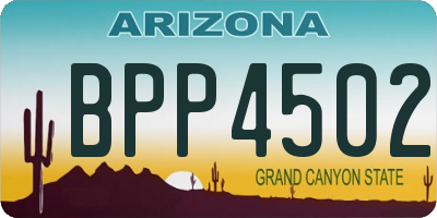 AZ license plate BPP4502