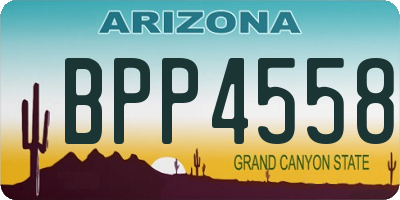 AZ license plate BPP4558