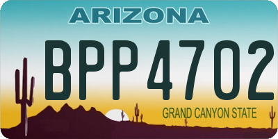 AZ license plate BPP4702