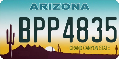 AZ license plate BPP4835