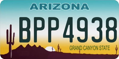 AZ license plate BPP4938