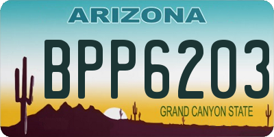 AZ license plate BPP6203