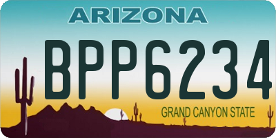 AZ license plate BPP6234