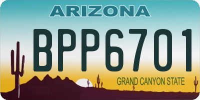 AZ license plate BPP6701