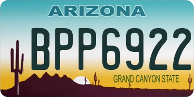AZ license plate BPP6922