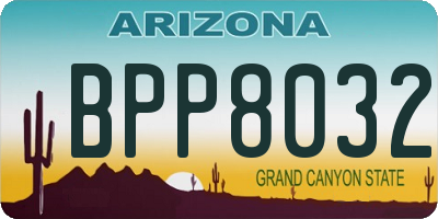 AZ license plate BPP8032