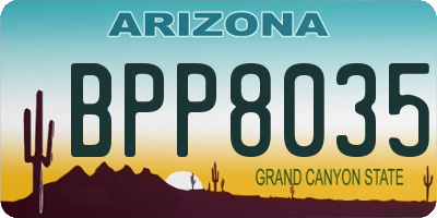 AZ license plate BPP8035