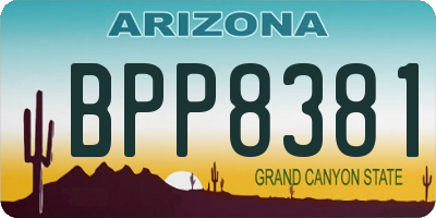 AZ license plate BPP8381