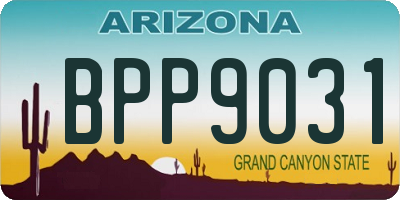 AZ license plate BPP9031