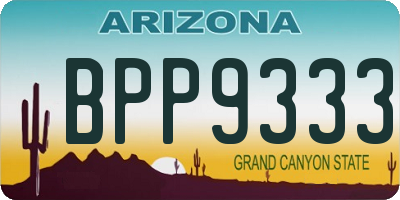 AZ license plate BPP9333