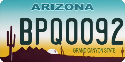 AZ license plate BPQ0092