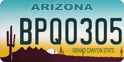 AZ license plate BPQ0305