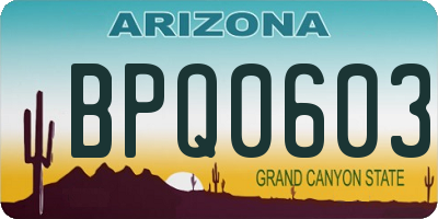 AZ license plate BPQ0603