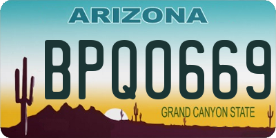 AZ license plate BPQ0669