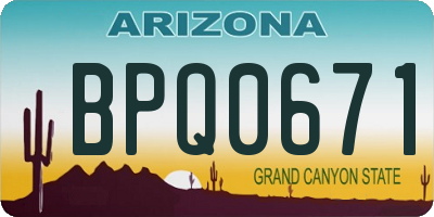 AZ license plate BPQ0671