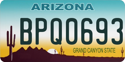 AZ license plate BPQ0693