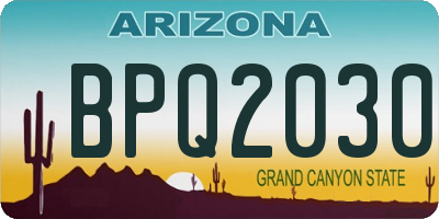 AZ license plate BPQ2030