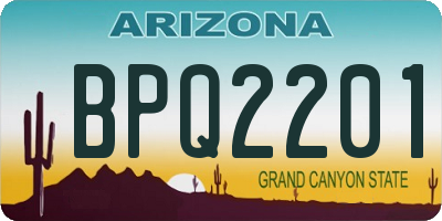 AZ license plate BPQ2201