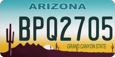 AZ license plate BPQ2705