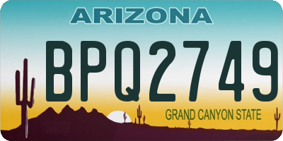 AZ license plate BPQ2749