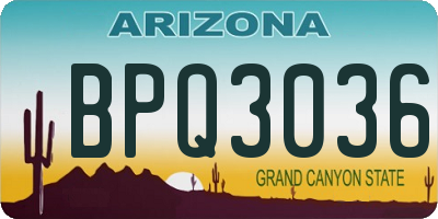 AZ license plate BPQ3036