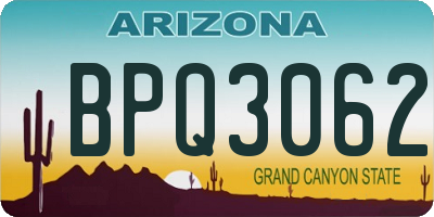 AZ license plate BPQ3062