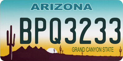 AZ license plate BPQ3233