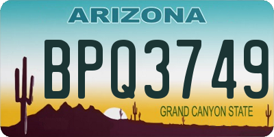 AZ license plate BPQ3749