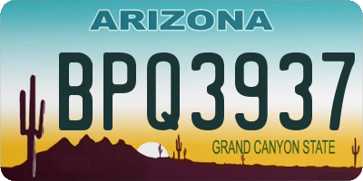 AZ license plate BPQ3937