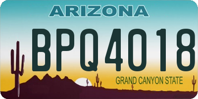 AZ license plate BPQ4018